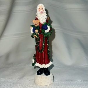 Santa Figurine Papel Giftware Skinny Santa Teddy Bear Wreath‎ Garland EUC